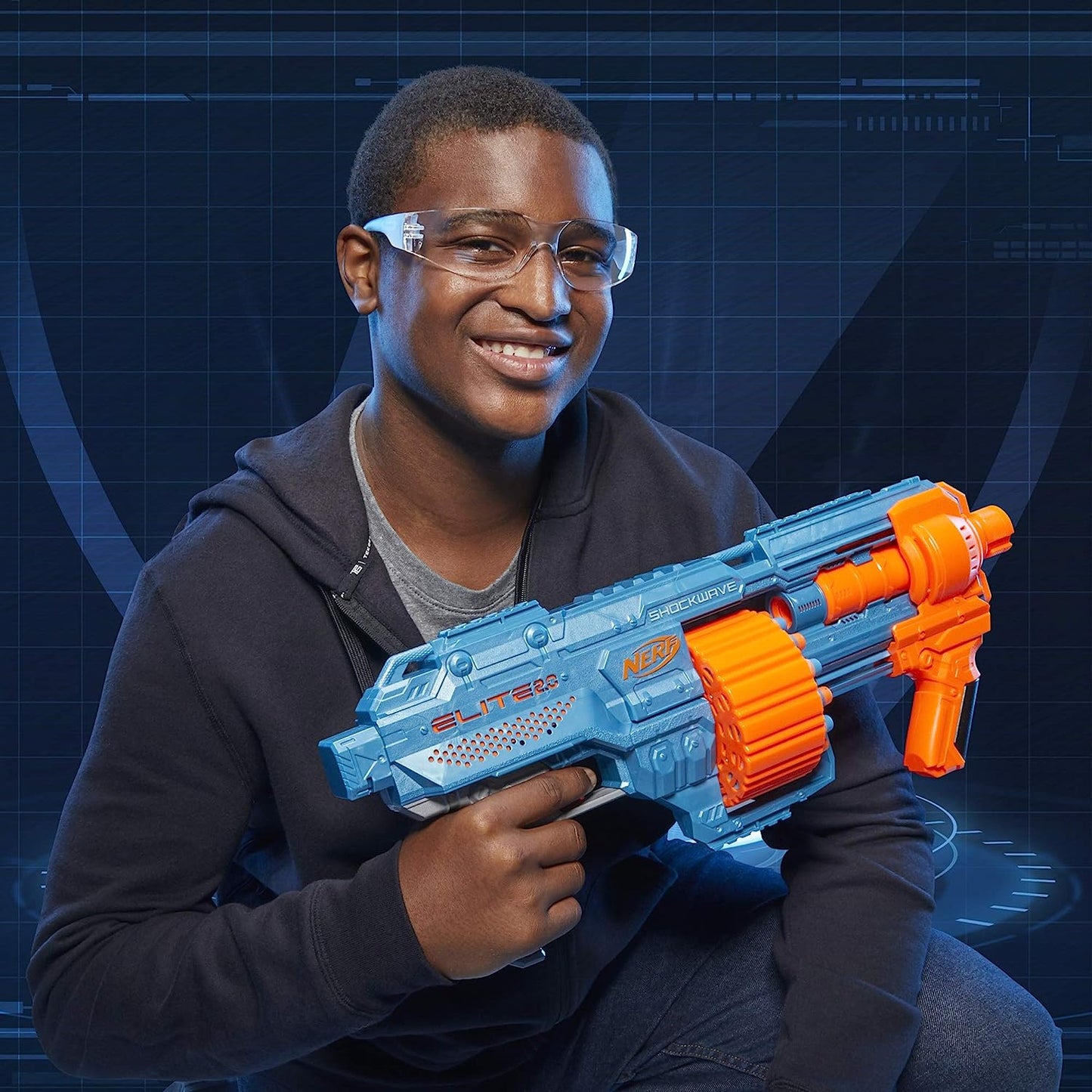 Nerf Elite 2.0 Shockwave RD-15 Toy Blaster, Official 30 Darts, 15-Dart Rotating Drum, Pump-Action, Toys for Kids, Teens, and Adults, Boys and Girls, Outdoor Toys, Multicolor