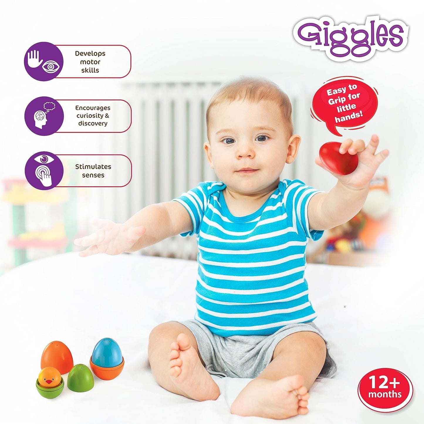 Funskool Plastic Eggs Nesting Toy With A Chick, Helps to Match, Nest And Discover, 12 Months & Above, Infant And Preschool Toys, Multi Color