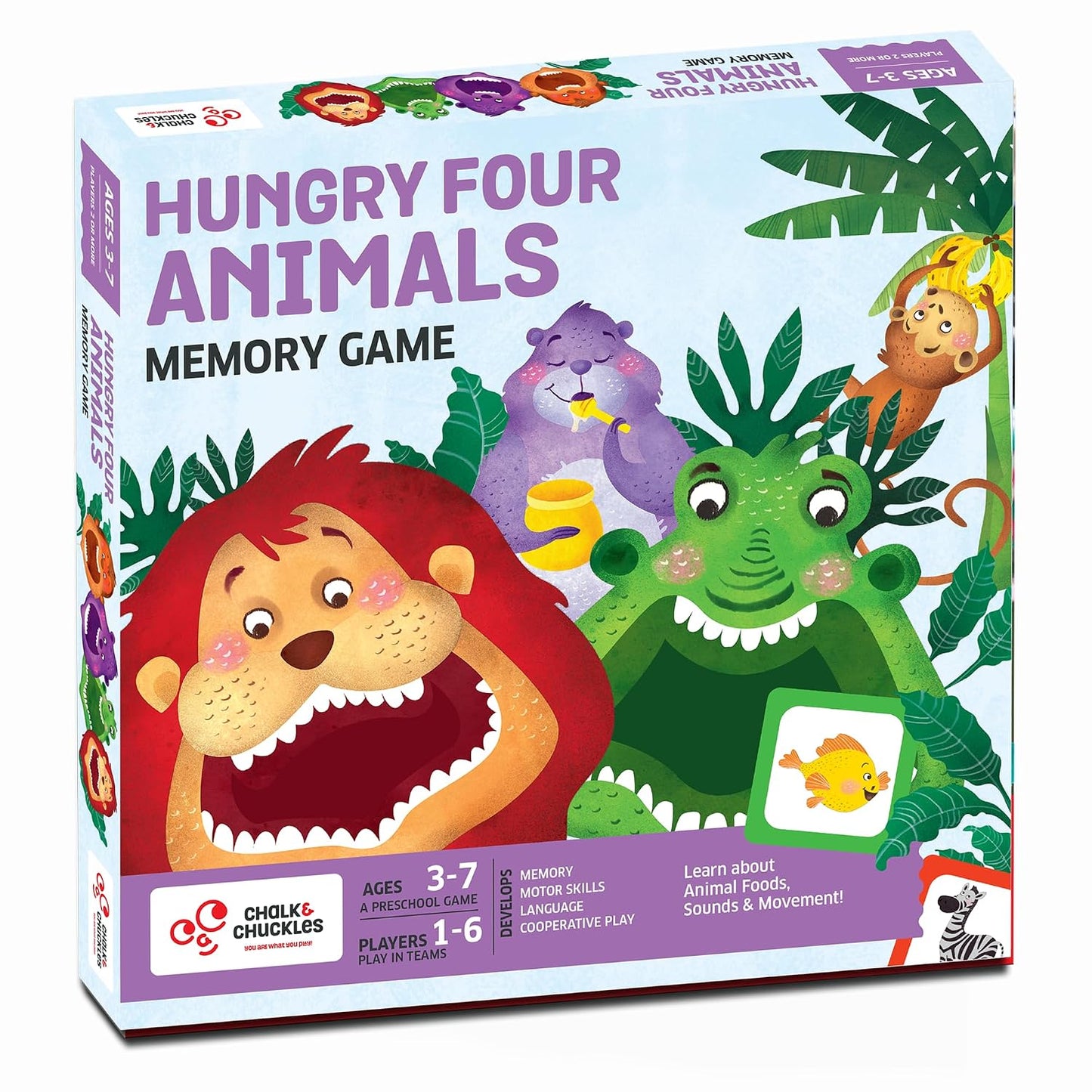 Chalk & Chuckles Hungry Four Memory Game, Learning & Educational Toy, Preschool Activity Kit, Gifts for Kids, Boys & Girls, Ages 3, 4, 5, 6, 7 Years, Perfect for Home, School, Playdates