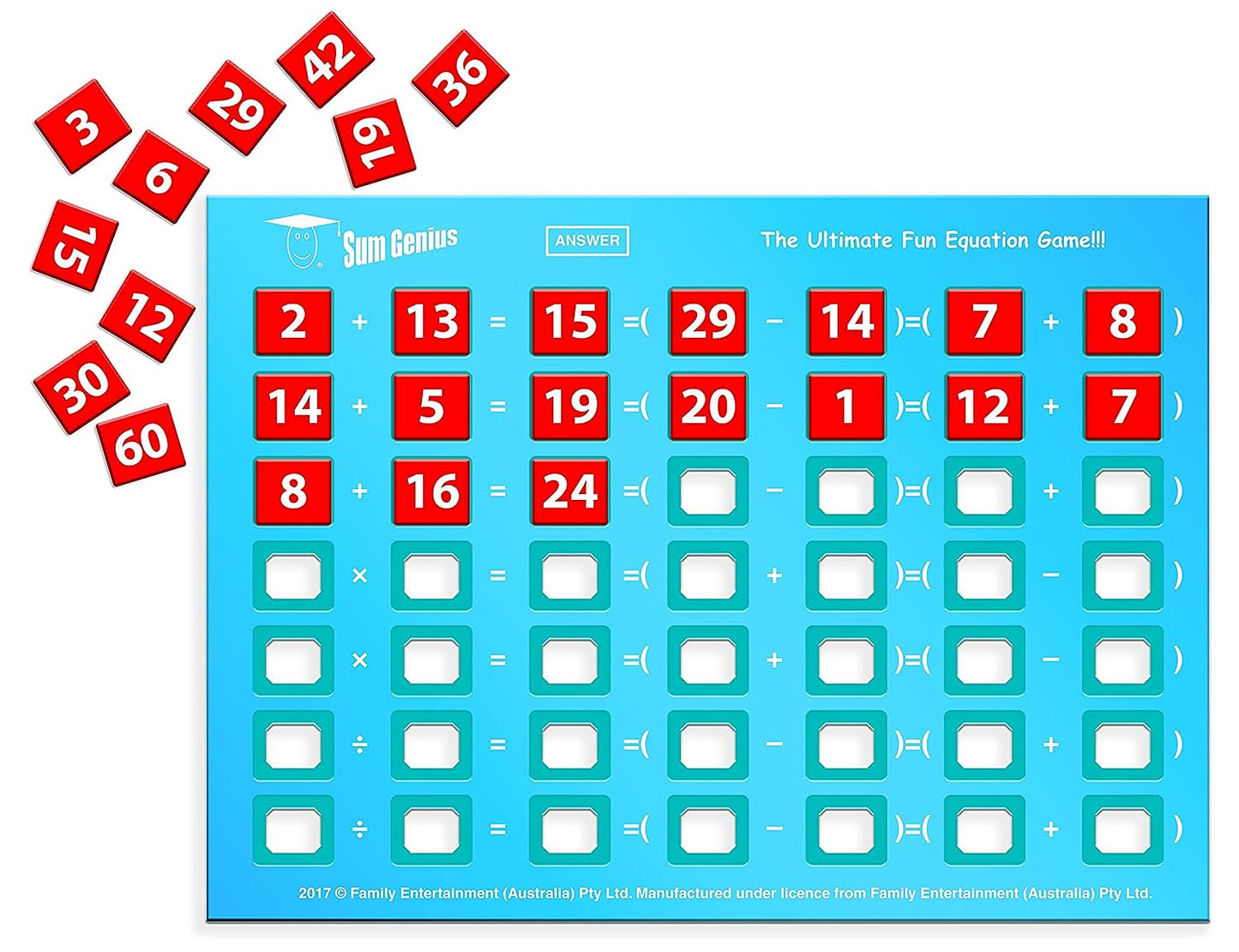 Funskool Games - Sum Genius, Educational Game for Children, Maths, The Ultimate Fun Equation Game, Kids and Family, 1+ Player, 7 & Above,Multicolor