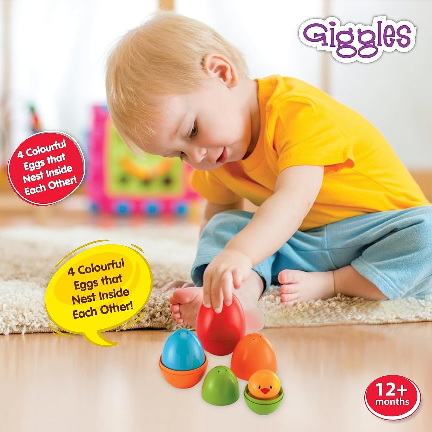 Funskool Plastic Eggs Nesting Toy With A Chick, Helps to Match, Nest And Discover, 12 Months & Above, Infant And Preschool Toys, Multi Color