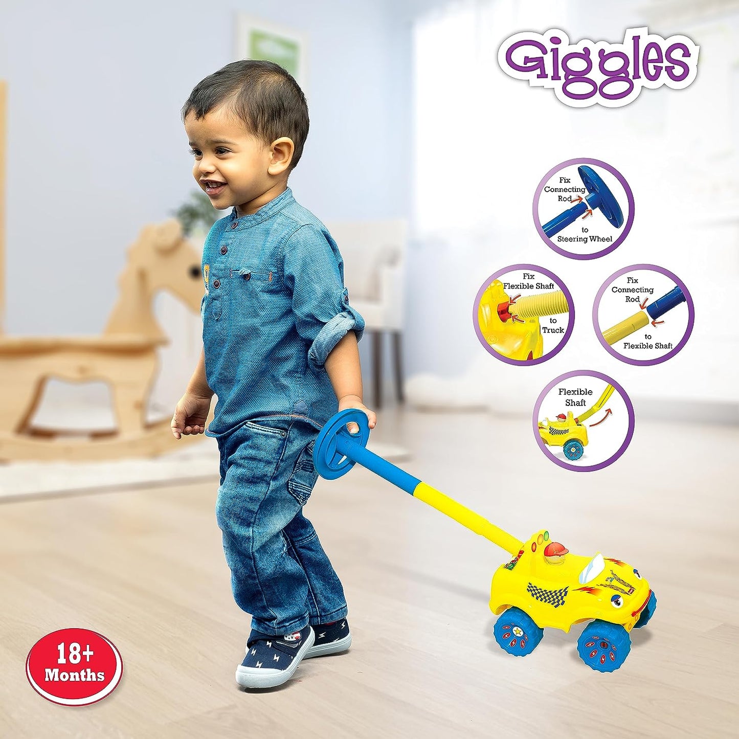 Funskool Walk N Drive Plastic Truck, Push And Drive Car, Encourages Walking and Pretend Play, 18 Months & Above, Infant And Preschool Toys, Multicolour