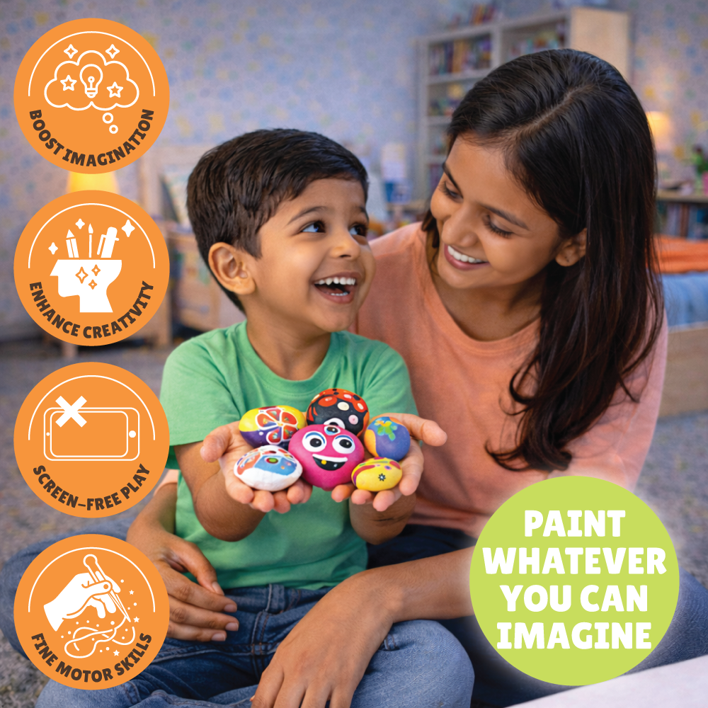 Rock Painting Kit | Creative Expression | Screen Free Fun | Age: 5-10 Years