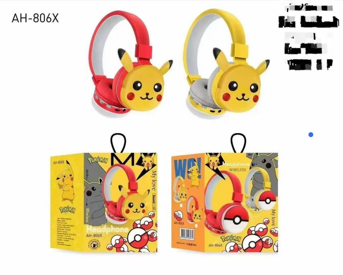 AH-806X Pikachu Wireless Bluetooth Headphones for Kids | Foldable Cartoon Headset
