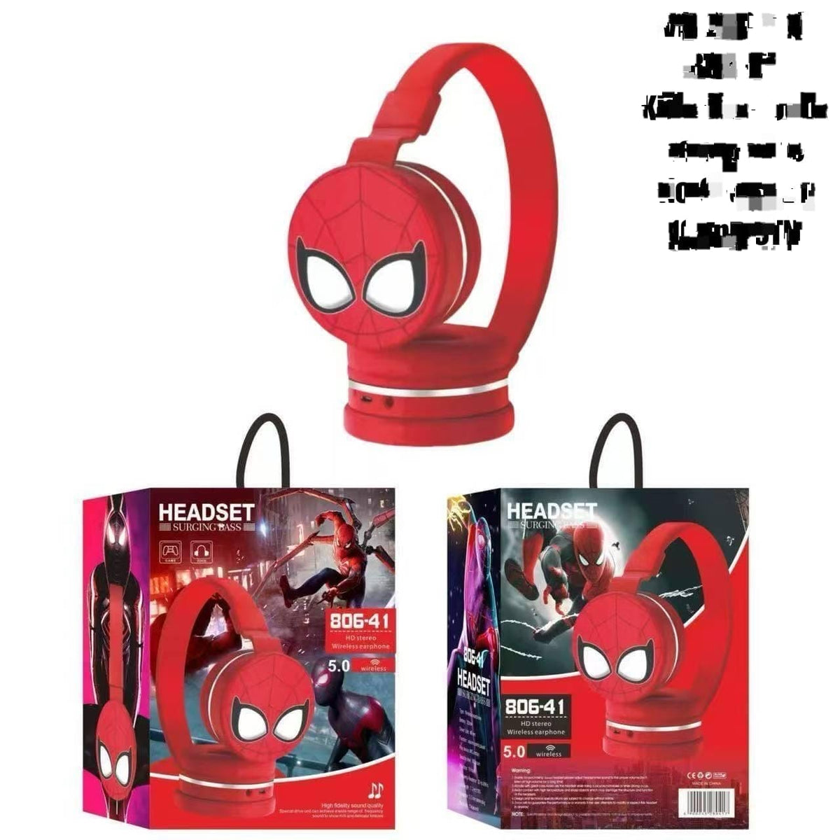806-41 Spider Hero Wireless Bluetooth Headphones | Foldable Kids Bluetooth Headset