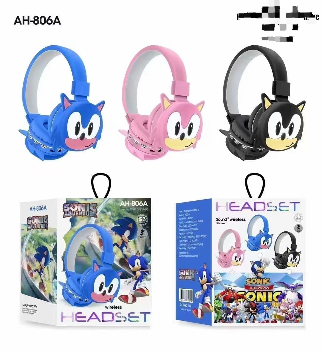 AH-806A Sonic Wireless Bluetooth Headphones | Foldable Cartoon Kids Headset