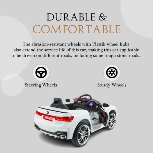 Mekashi Multi-Functional Battery Operated Ride on Car with Inbuilt Sound for Kids (Pack of 1, White)