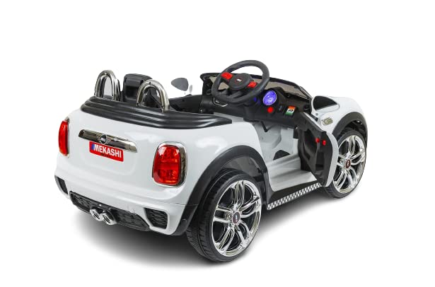 Mekashi Battery Operated Multi-Functional Ride on Car with Inbuilt Music System for Kids (Pack of 1, White)