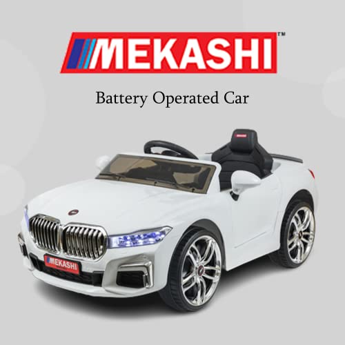 Mekashi Multi-Functional Battery Operated Ride on Car with Inbuilt Sound for Kids (Pack of 1, White)