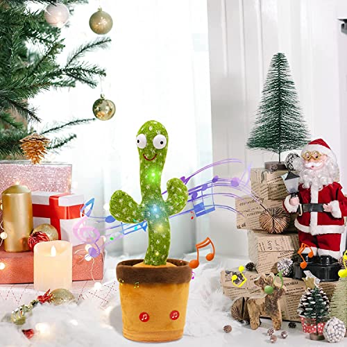 VEBETO Dancing Cactus Toy Kids (1 Year Brand Warranty) Talking Singing Wriggle Children Plush Electronic Toys Baby Voice Recording Repeats What You Say LED Lights Gift