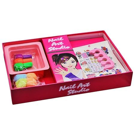 Nail Art Studio Kit for Girls | DIY Nail Polish Set with Artificial Nails, Nail Stickers, Glitter, Nail Tattoos & Decorative Accessories | Beauty Salon Pretend Play Gift Toy for Kids Age 8+