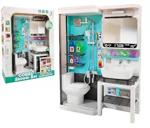 Coral Shower Room Bathroom Play Set for Kids | Pretend Play Bathroom Toy with Sink, Toilet, Shower, Mirror & Accessories | Educational Role Play Toy Gift for Boys & Girls 3+ Years