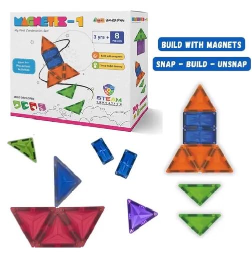 MAGNETIX Arctic Magnetic Tiles Construction Set, 8 Pieces, 3 Years+, with Arctic Animal Figures, STEM Building Toy