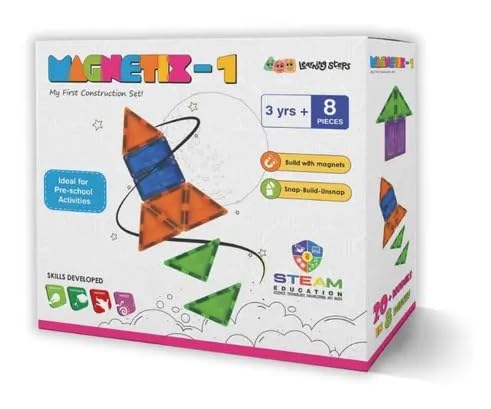 MAGNETIX Arctic Magnetic Tiles Construction Set, 8 Pieces, 3 Years+, with Arctic Animal Figures, STEM Building Toy