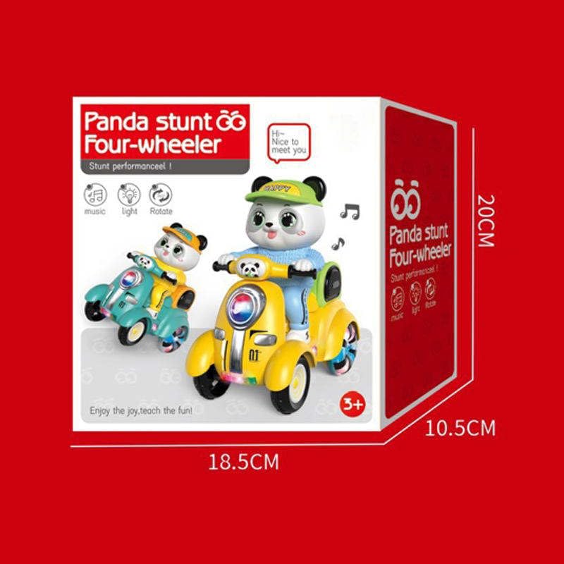 SHAKTISM Panda Musical Stunt Scooter Toy for Kids with Music, Flash Light & 360° Rotation | Battery Operated Musical Panda Scooter Toy with Universal Wheel Action | Fun Toy for Boys & Girls Age 3+