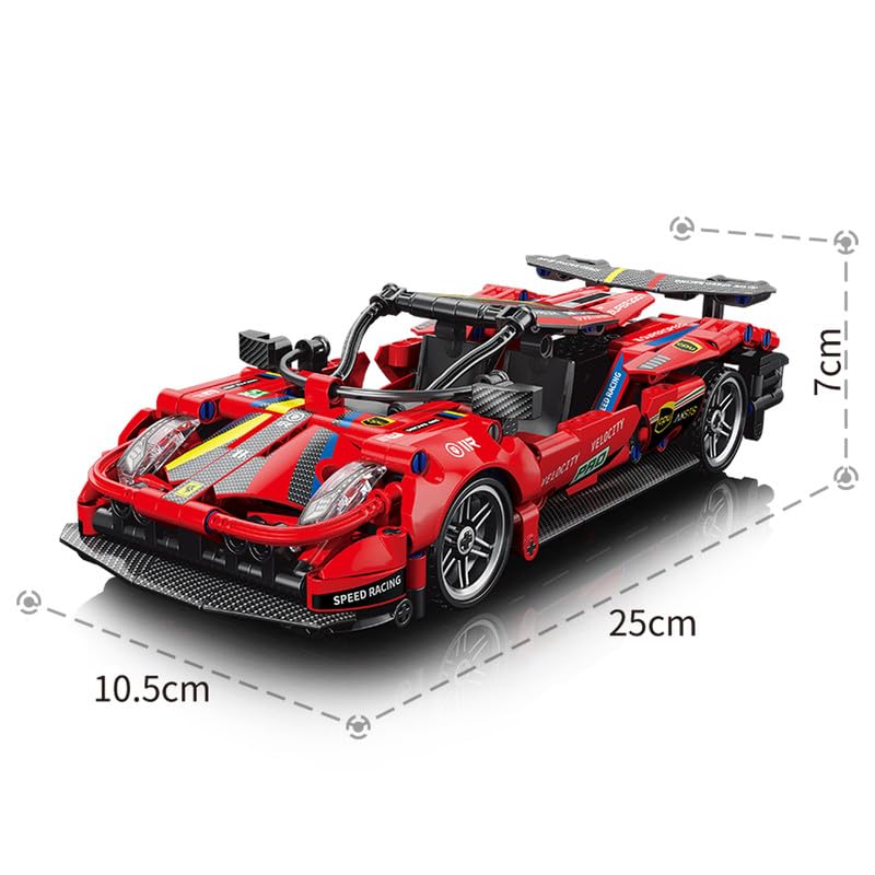 1:18 DIY Blocks Pull-Back Car – Red | Big Pull Back Cars | STEM Learning: Learn About Energy Conversion | Educational Toy for Kids 8+