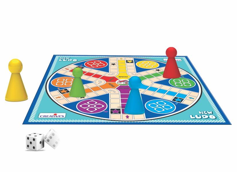 Creative's New Ludo, Board Game for Kids & Adults, Classic Family Board Game, Indoor Multiplayer Strategy, 2-6 Players, Educational Game for Family Game Night, Travel, Parties & Gatherings Ages 3+