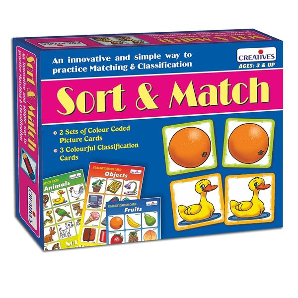 Creative’s Sort & Match | 31 Picture Pairs & Classification Boards | Memory & Sorting Game for Kids | Learn to Match, Group & Classify Everyday Objects | Educational Game for Ages 3+