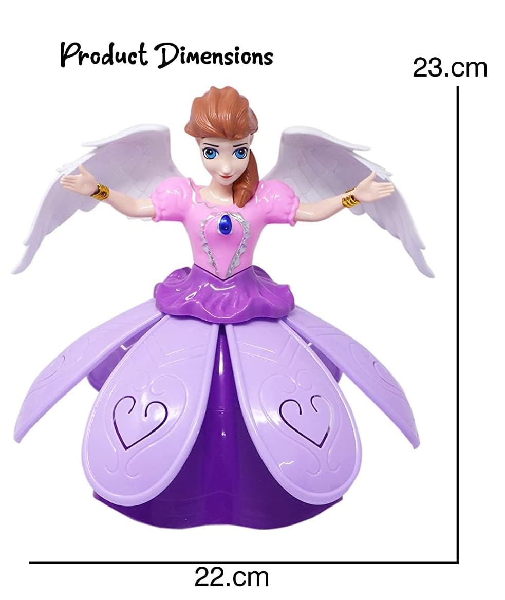 Dancing Doll Princess Musical 360 Degree Rotating Angel Girl Flashing Lights with Music Sound Toy for Kids (Pink Angle Doll) Random Design Dispatch