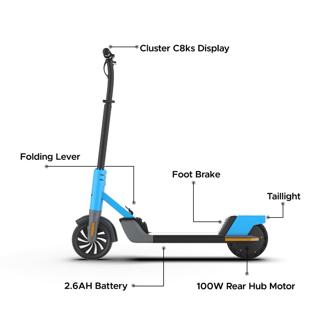 EMotorad Lil E Junior Electric Kick Scooter for Kids 6+ Years | Foldable Aluminum Alloy Frame | 100W Hub Motor & 2.6Ah Battery | Smooth Acceleration, Up to 8 km Range | Lightweight, Safe, and Fun Ride