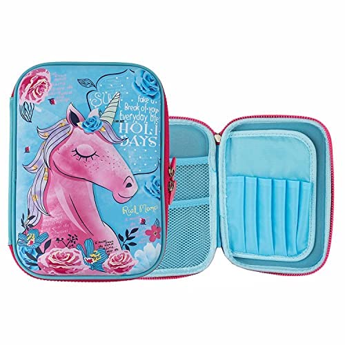 Kiddie Galaxia® Unicorn Pencil Case with Compartments 3D Cover School Supply for Students, Stationery Box,Unicorn Pencil Box New Kids Designer Cute Premium Stylish Multipurpose for Boys & Girls