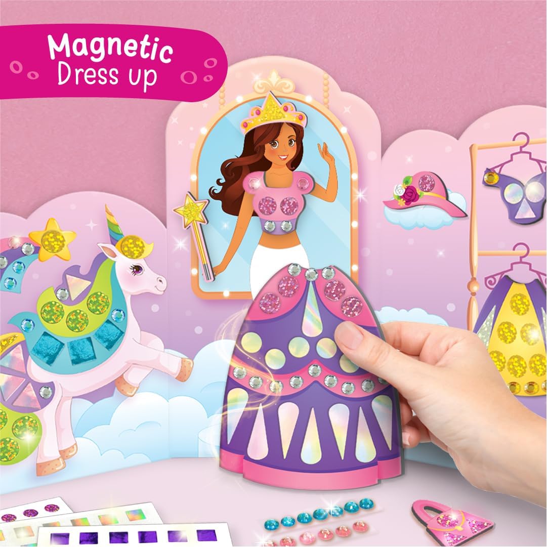 Imagimake Unicorn Craft Kit | Art & Craft Kit | Girls Age 5+ | 20+ activities across 5 crafts—magnetic dress-up, bracelets, photo frame, unicorn pouch & butterfly wands; 1000+ supplies