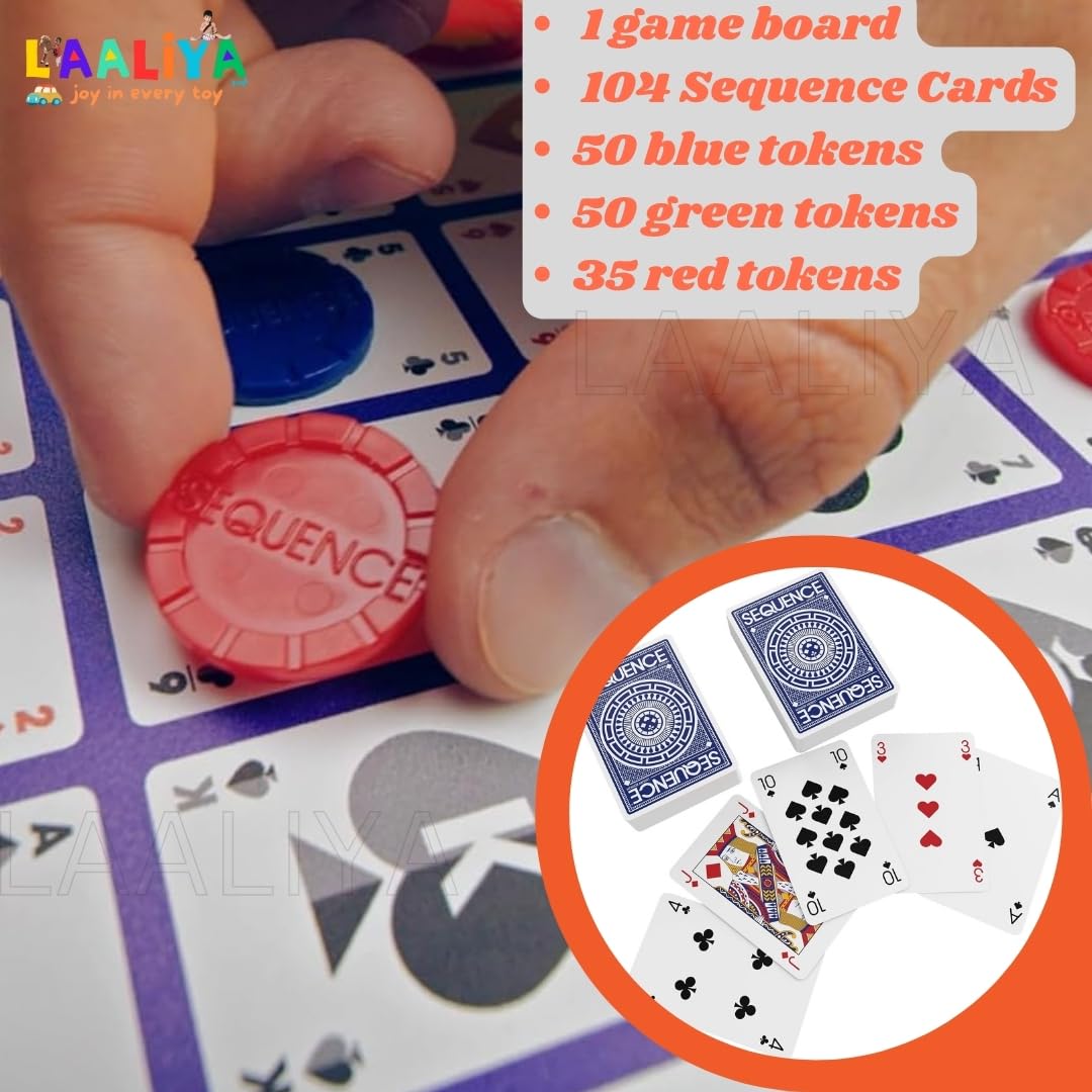 Sequenza Strategy Board Game for Kids & Families | Classic Card and Chip with Playing Cards & Tokens | Fun Sequence-Inspired Game for Parties & Game Nights