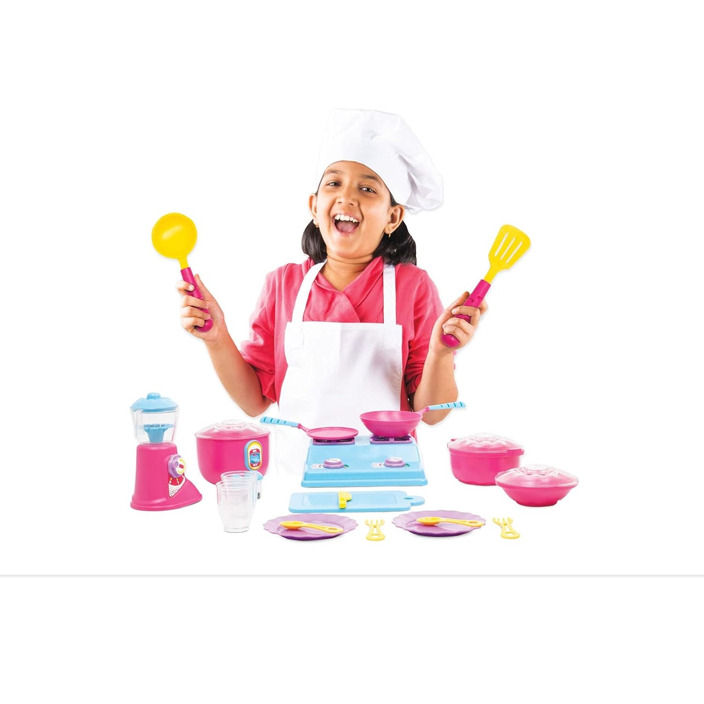 Giggles Funskool Complete Kithcen Playset, Realistic Pretend Cooking Toy for Kids, Encourages Learning & Development, Fun Activity for Babies, Gift Set for Girls, Age 3+ Years