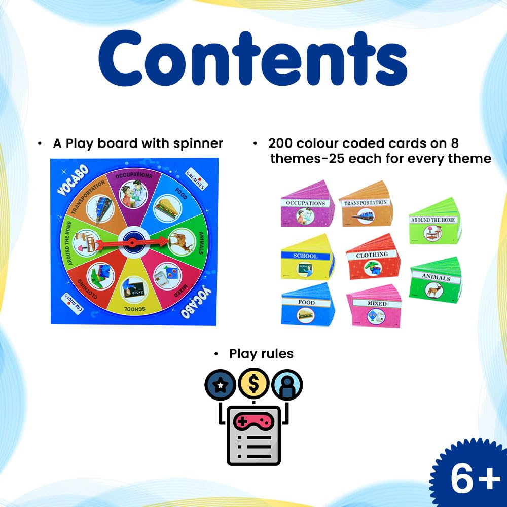 Creative's Vocabo Vocabulary Educational Board Game, Word Guessing & Riddle Game, Language Development, General Knowledge, Memory Skills & Family Learning Activity, 200 Cards, Ages 6 & Up