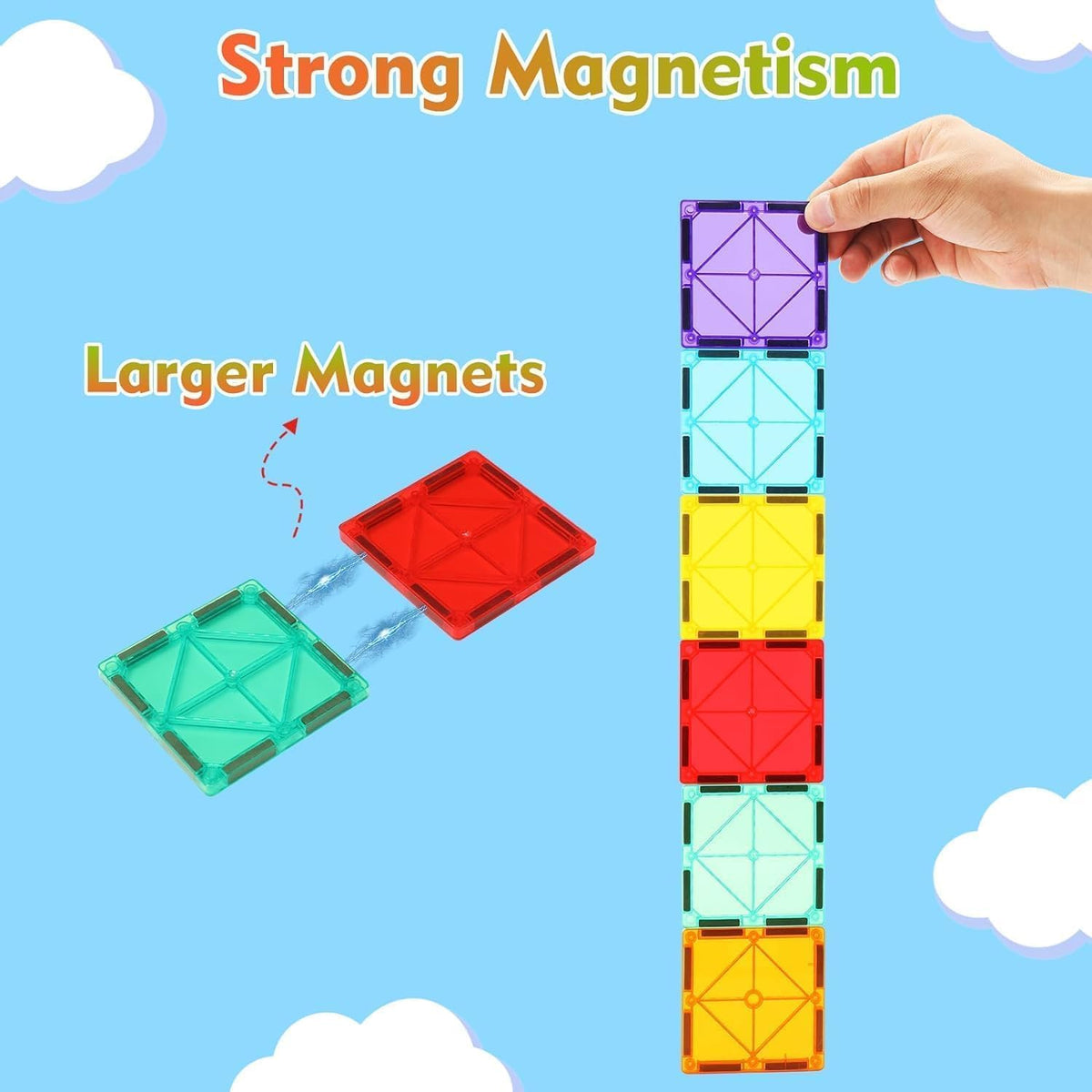 Negi Magnetix -2 16 Pieces for Kids Magnetic Construction Pieces | Isometric Triangles | Equilateral Triangles | Squares | Rectangles for to Imagine & Create in 3D for ..