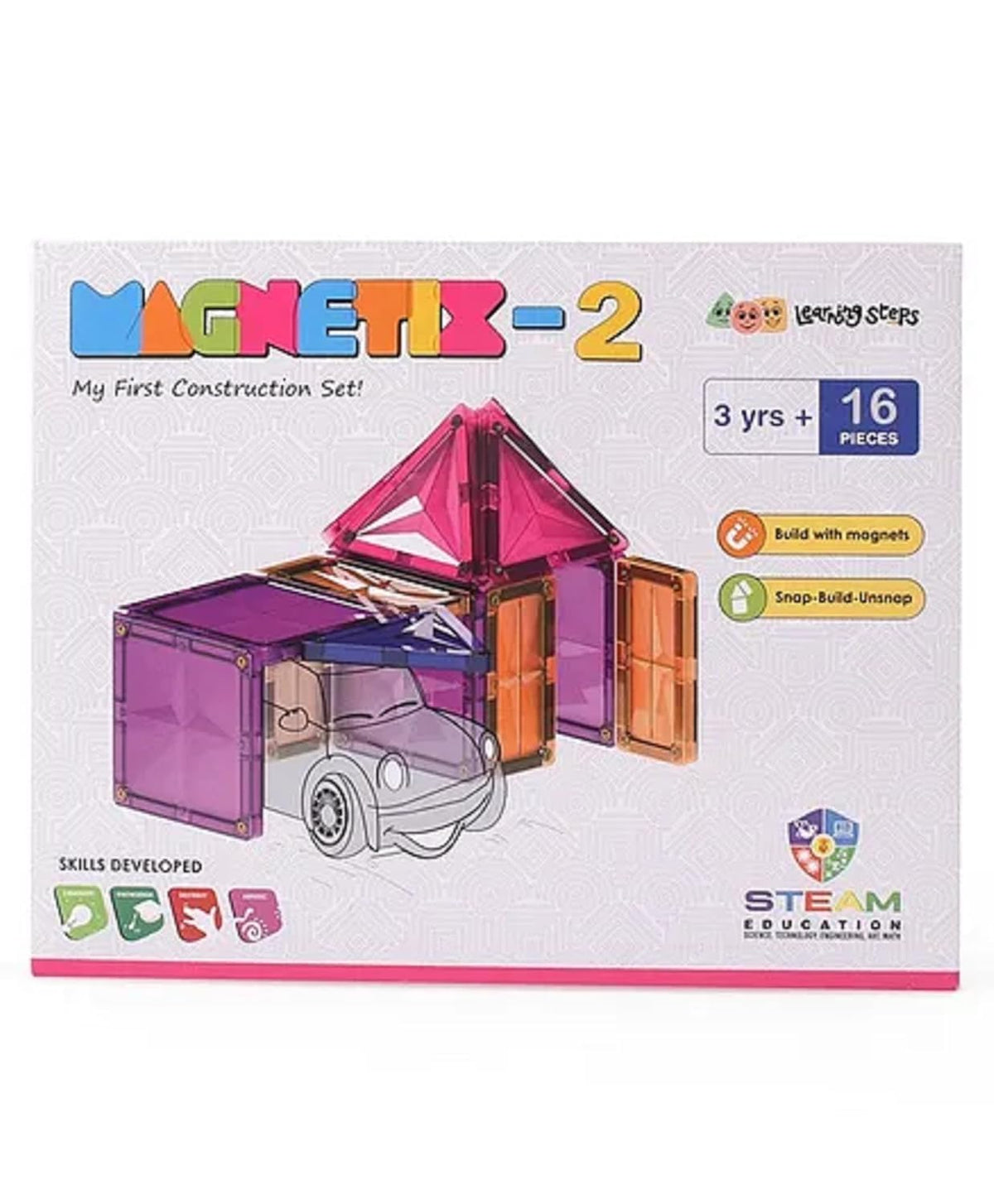 Negi Magnetix -2 16 Pieces for Kids Magnetic Construction Pieces | Isometric Triangles | Equilateral Triangles | Squares | Rectangles for to Imagine & Create in 3D for ..