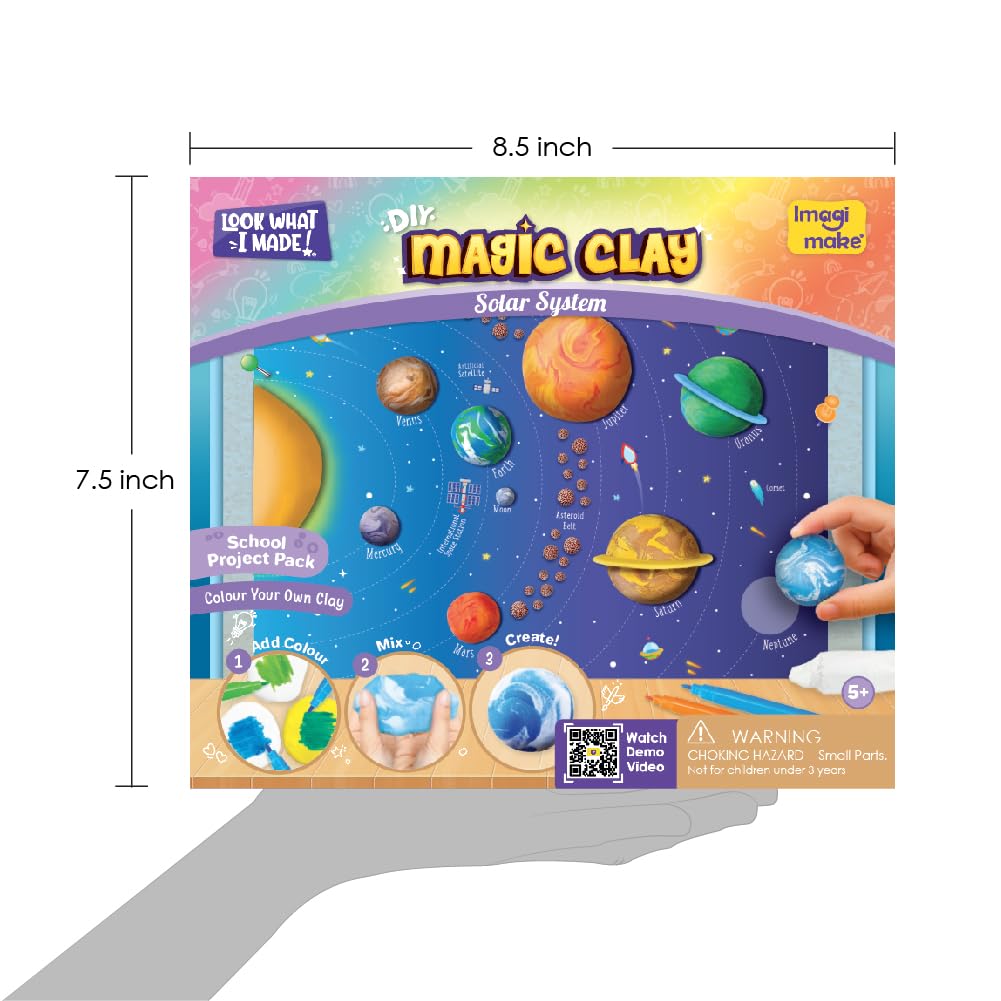 Imagimake Magic Clay | Colour & Create | Solar System Craft Kit |DIY School Projects | Art & Craft Kit | Make 10 Super Clay Creations | Birthday Gift for 5,6,7,8 Year Old Girls & Boys, Multicolor