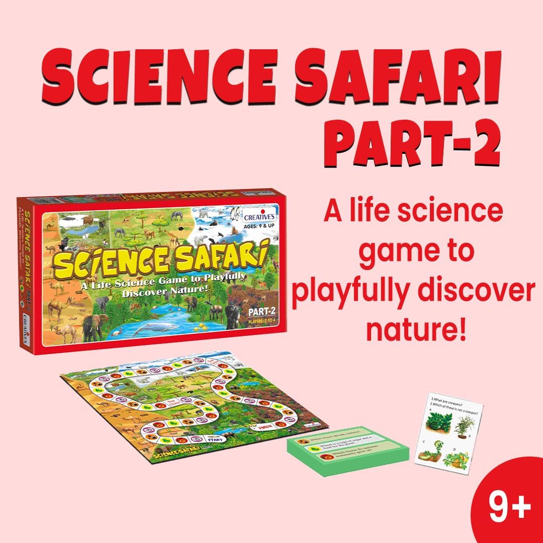 Creative's Science Safari Part 2, Board Game, Animals Plants Habitats, Life Science Quiz, 540 Questions, Ages 9 and Up, 2–4 Players, Nature STEM Game