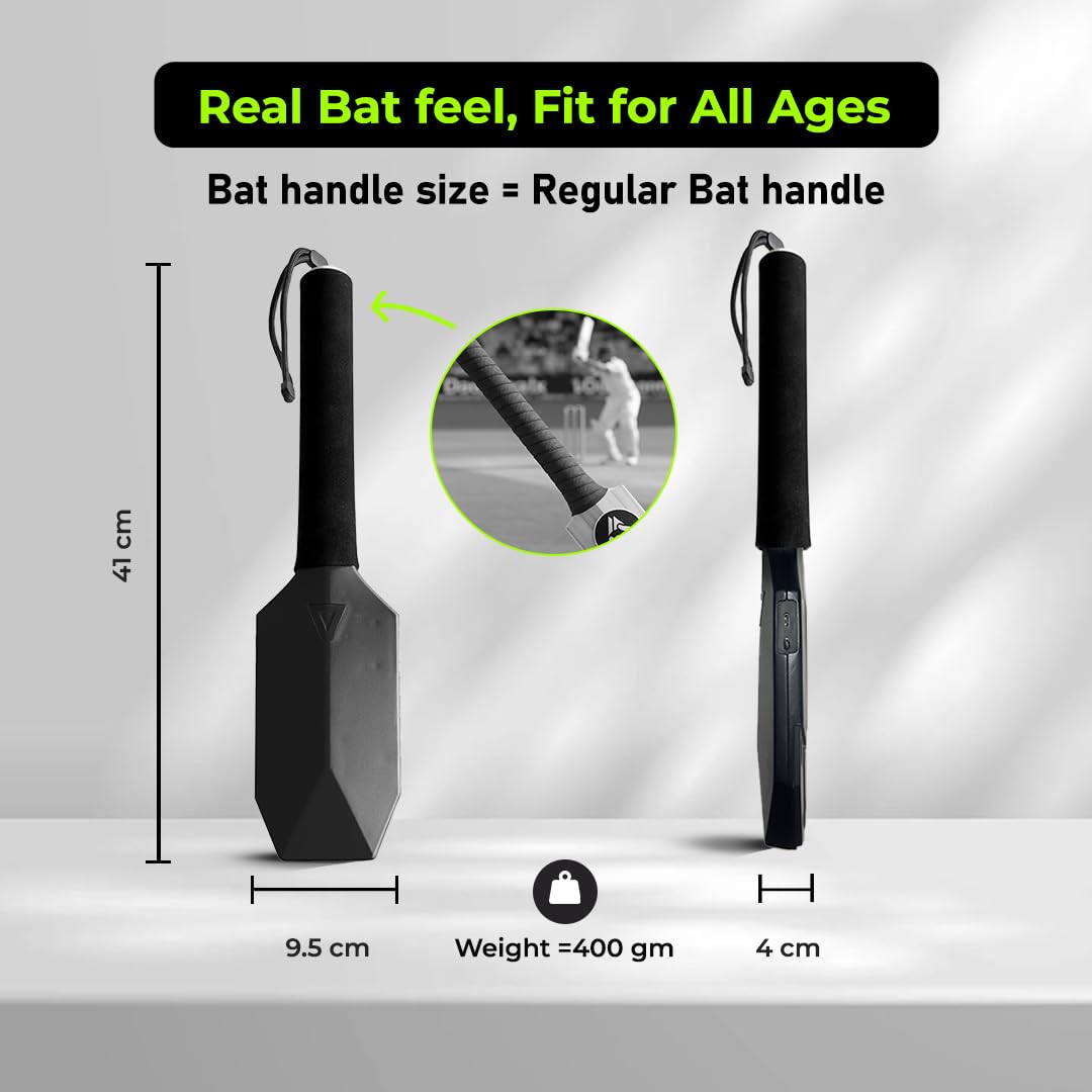 MetaShot GO Smart Cricket Bat Game Black | Motion Sensor Cricket Bat for TV & Mobile | Indoor Cricket Gaming Controller | Multiplayer Cricket Game