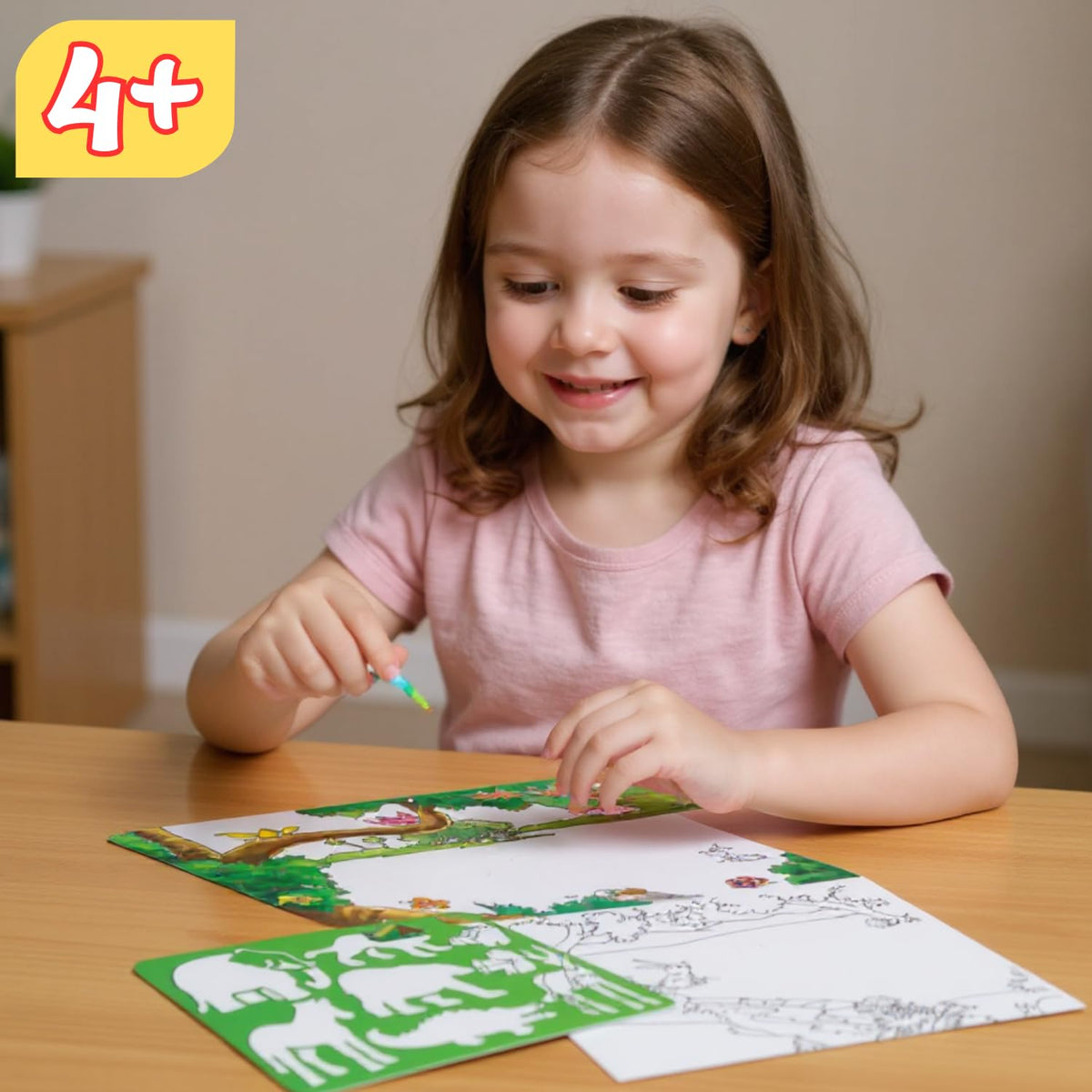 Creative's Stencil Art 1 | Drawing Kit | Educational Preschool Drawing Kit | Animals Drawing Kit | Stencils of Animals Made of Non-Toxic Plastic | Ages-4 & Up