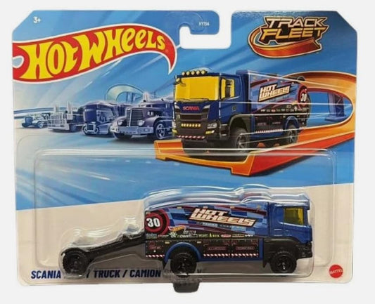 Hot Wheels Track Fleet - Scania Rally Truck Hauler - 1:64 Scale Diecast Toy Vehicle