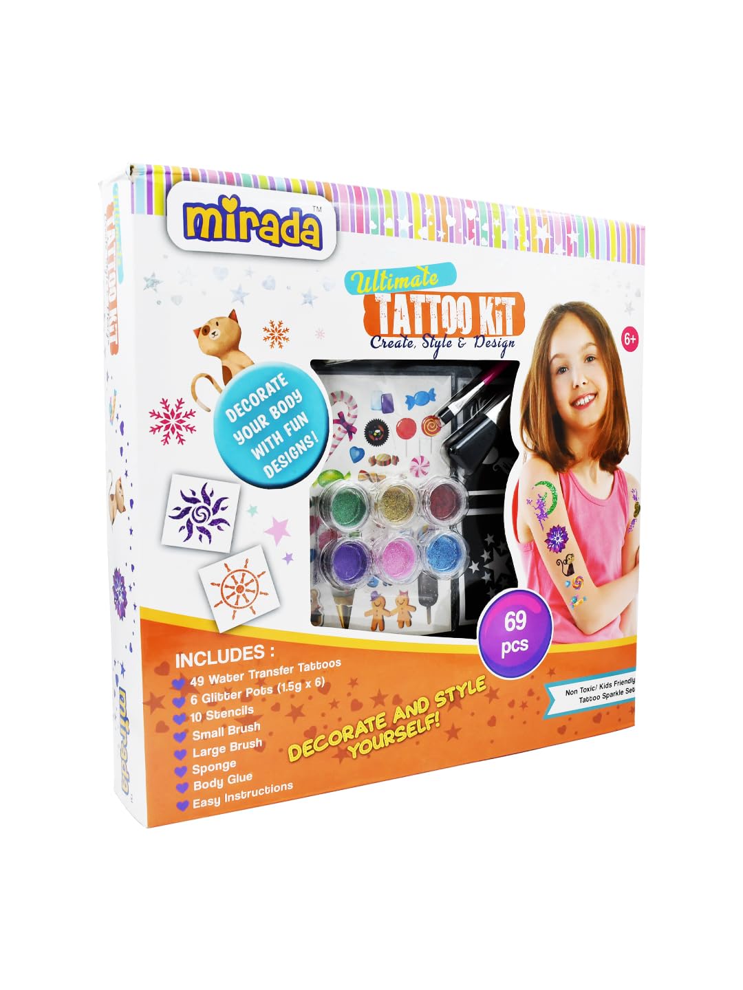 Mirada Ultimate Tattoo Party Kit - Create Style & Design | Cool Return/Birthday gifts for Girls/Kids