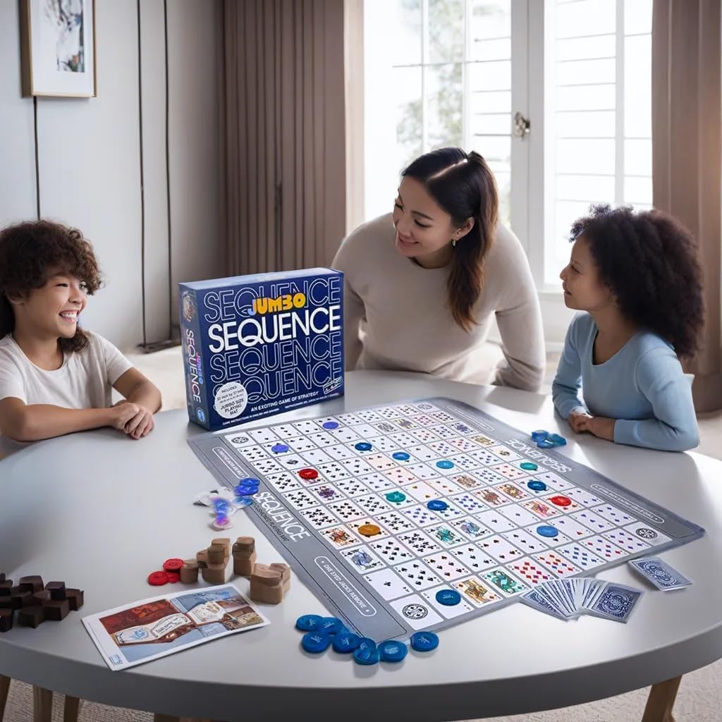 Jumbo Sequence Game Mat for Family Fun | 32x27 Inch | Ages 7+ | Perfect Game Night Activity