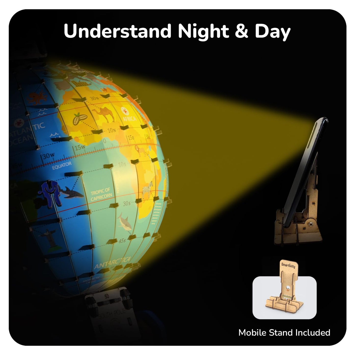 Smartivity Interactive Globe Model for Kids 8-14 Years | Build Your Own Globe with 1000+ Facts on Animals, Monuments & Places | Educational Birthday Gift for Kids
