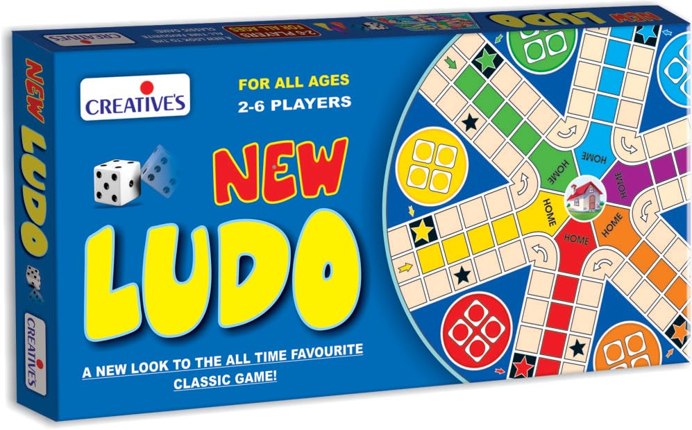 Creative's New Ludo, Board Game for Kids & Adults, Classic Family Board Game, Indoor Multiplayer Strategy, 2-6 Players, Educational Game for Family Game Night, Travel, Parties & Gatherings Ages 3+