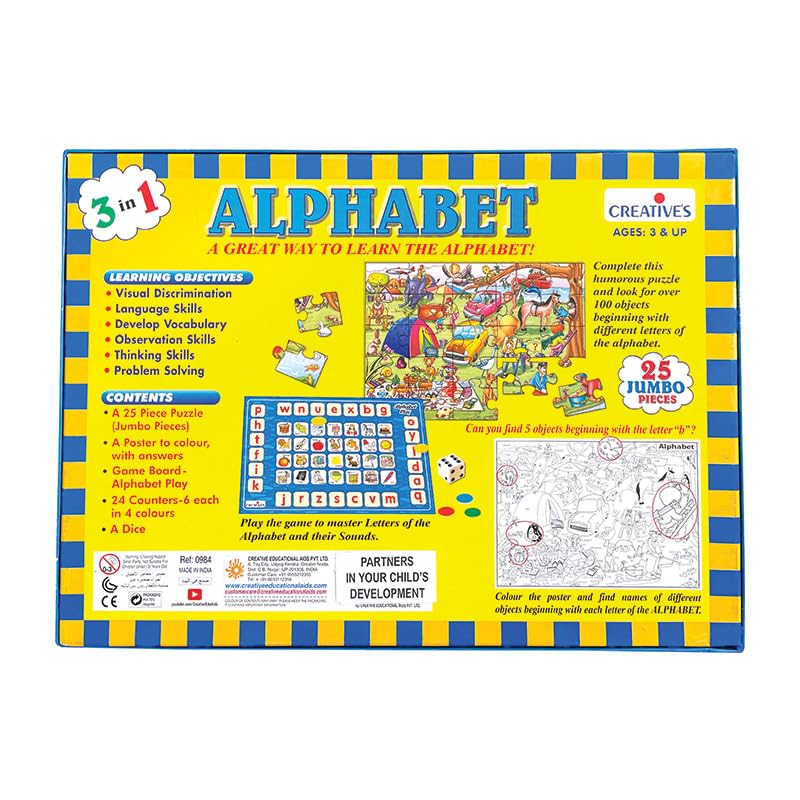 Creative's Combo Pack of 2 Box | Alphabet 3 in1 & Rhyming Words 3in1 | Early Learning | Alphabet & Rhyming Words Puzzles Game |Educational Games | Vocabulary Games | Gift Pack for Ages 3 & up