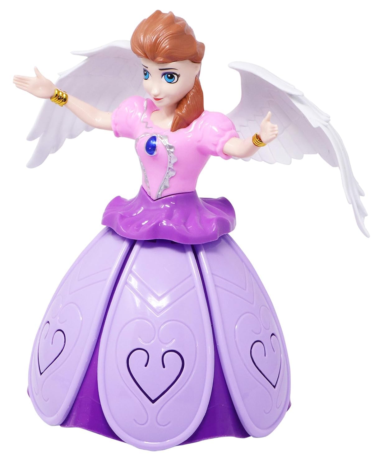Dancing Doll Princess Musical 360 Degree Rotating Angel Girl Flashing Lights with Music Sound Toy for Kids (Pink Angle Doll) Random Design Dispatch