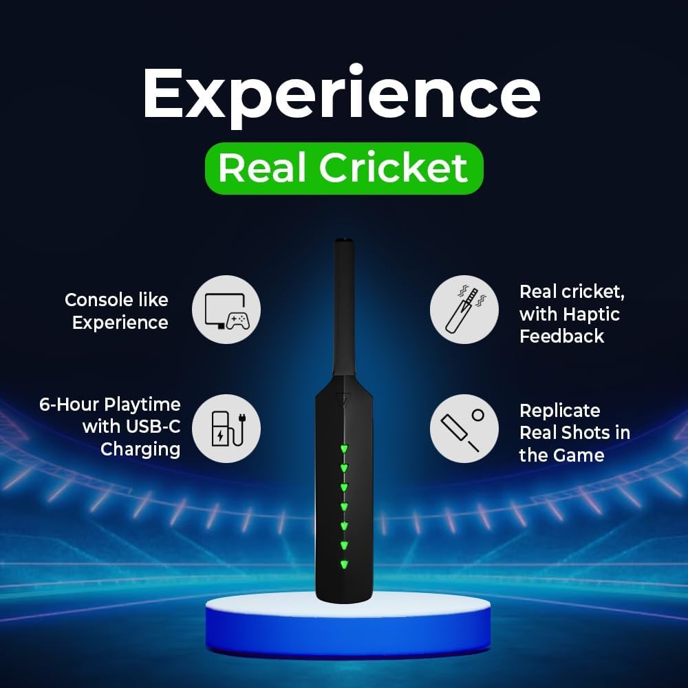 Metashot Smart Cricket Bat Game | Motion Sensor Gaming Bat for TV & Mobile | Indoor Cricket Game | Bluetooth Bat Controller
