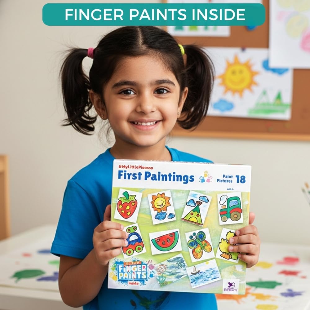 TOYKRAFTT My Little Picasso First Paintings Finger Painting Kit | Art Activity Toys for 2 to 4 Year Old Kids, Washable & Non-Toxic Colors, Birthday Gift