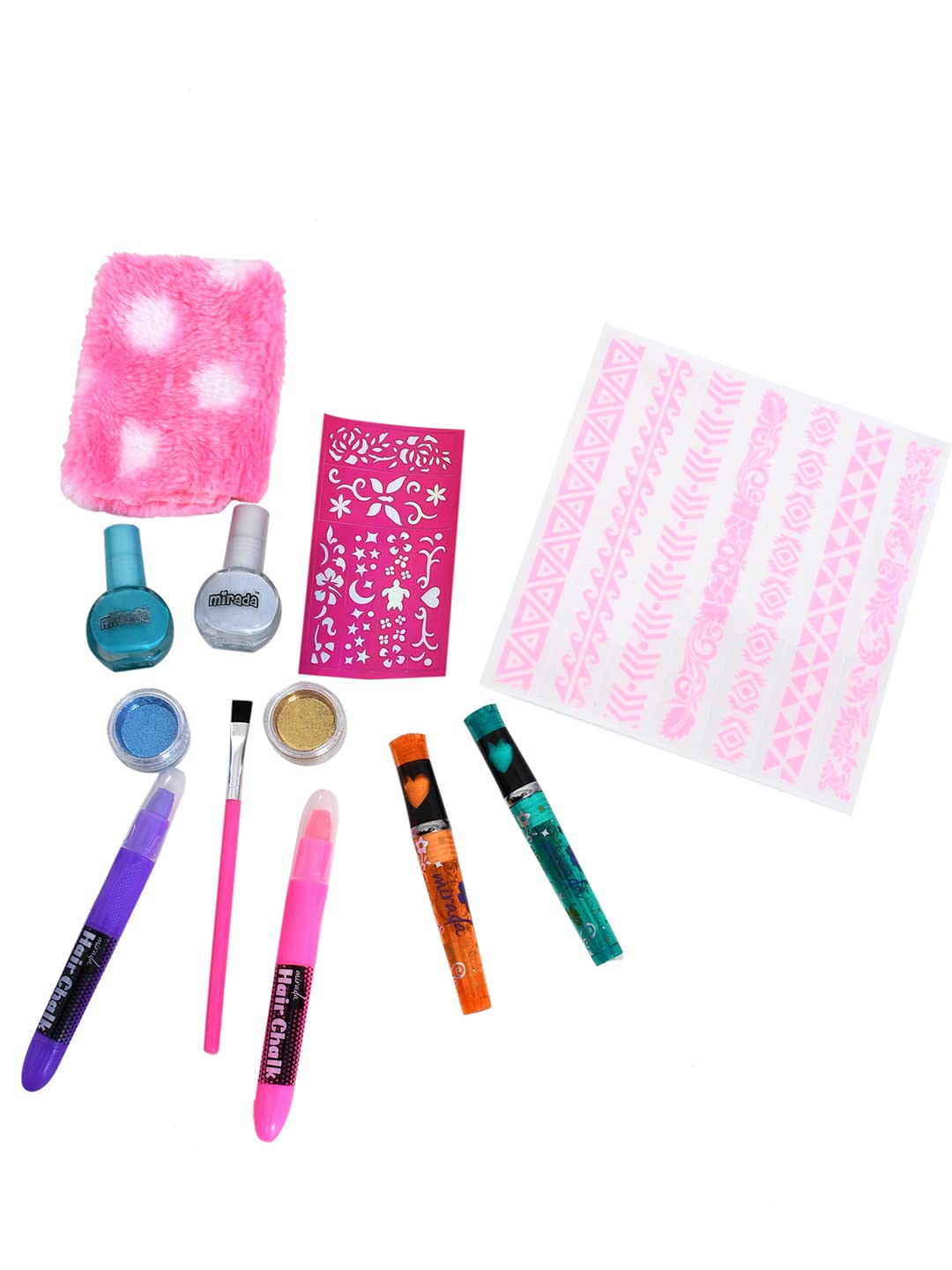 Mirada Lets Glam Up Nail Art Kit for Girls | Ultimate Return/Birthday Gift | Includes Hair Chalk, Tattoo Pen, Nail Polish & Glitter Accessories