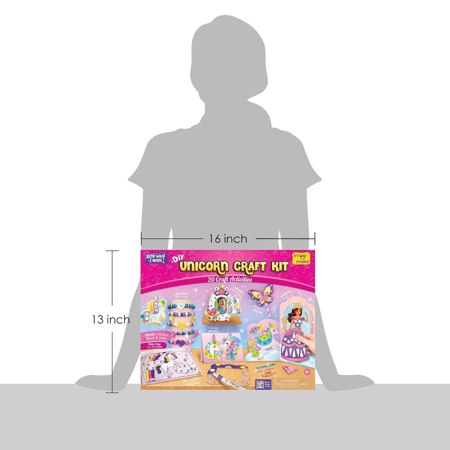Imagimake Unicorn Craft Kit | Art & Craft Kit | Girls Age 5+ | 20+ activities across 5 crafts—magnetic dress-up, bracelets, photo frame, unicorn pouch & butterfly wands; 1000+ supplies