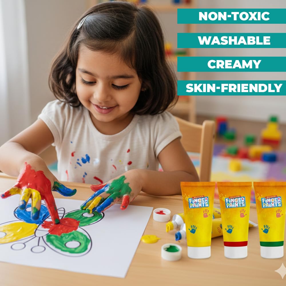 TOYKRAFTT My Little Picasso First Paintings Finger Painting Kit | Art Activity Toys for 2 to 4 Year Old Kids, Washable & Non-Toxic Colors, Birthday Gift