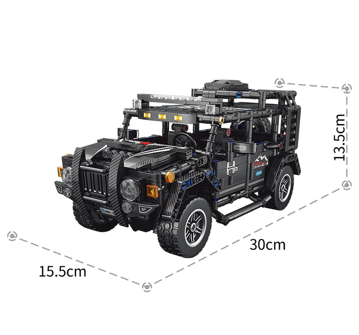 1:14 DIY Blocks Pull-Back Car – Jeep | Big Pull Back Cars | STEM Learning: Learn About Energy Conversion | Educational Toy for Kids 8+
