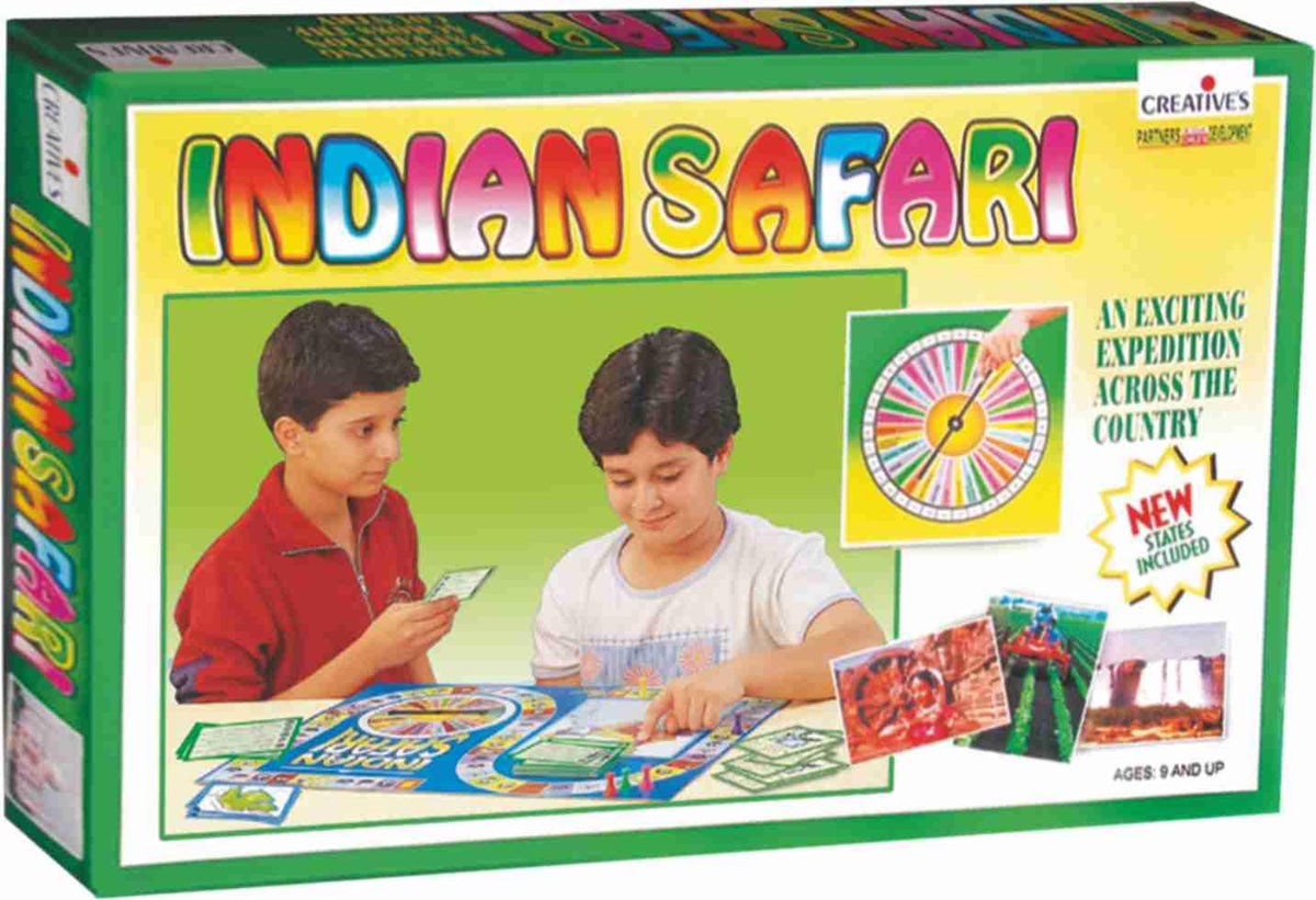 Creative's Indian Safari, Educational Geography Board Games, India Map, States, Capitals & General Knowledge Quiz Game, 450 Questions & Answers, Family Learning Game, 2-6 Players for Kids Age 9+