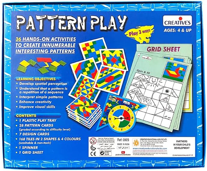 Creative's Pattern Play | Fun Learning with Pattern Cards and Tiles | Children to Understand Patterns |Creativity Fun Game for Kids| Spinner-Based Pattern Learning Game | Ages 4 & Up